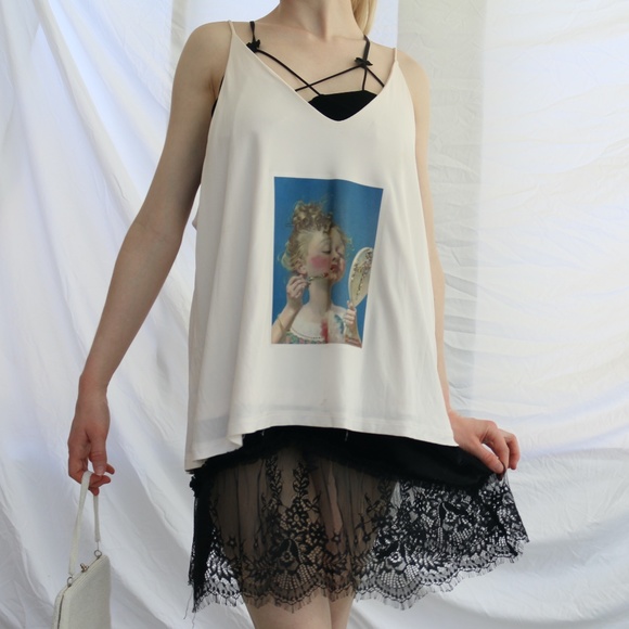 Handmade Norman Rockwell print/graphic on reworked H&M tank, size XL - Picture 1 of 6